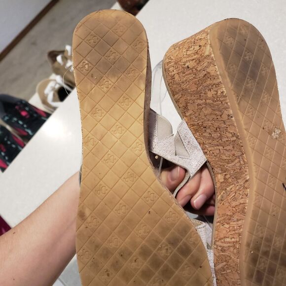 Donald Pliner Women's Ideal Basic Elastic Wedge Sandals Bone SZ 8.5 - Picture 7 of 8